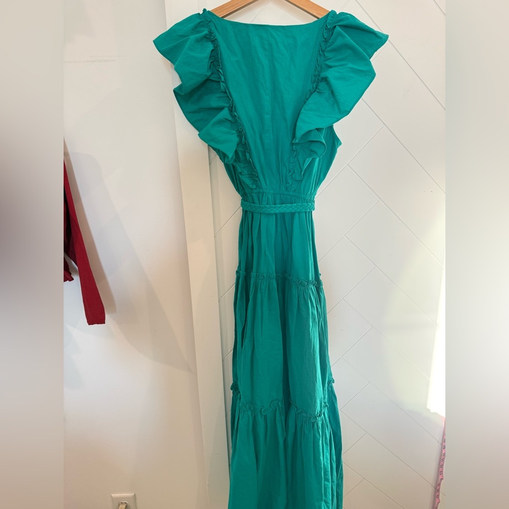 NEW WITH TAGS PINCH Liam sleeveless tiered maxi dress in emerald green Size: L - Picture 13 of 14